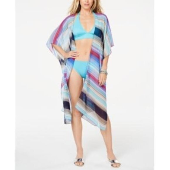 Cejon Melrose Women's Striped Duster, Multi Colored, OS - Picture 3 of 11